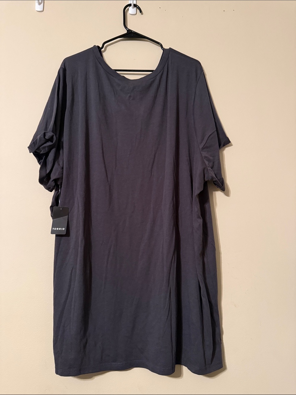 Torrid Graphic Distressed Black Tee with Neon Peach & Green Print - Picture 6 of 6